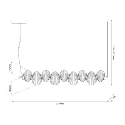 Lustră LED suspendată pe cablu BOLLA LED/32W/230V, crom lucios/gri fumuriu