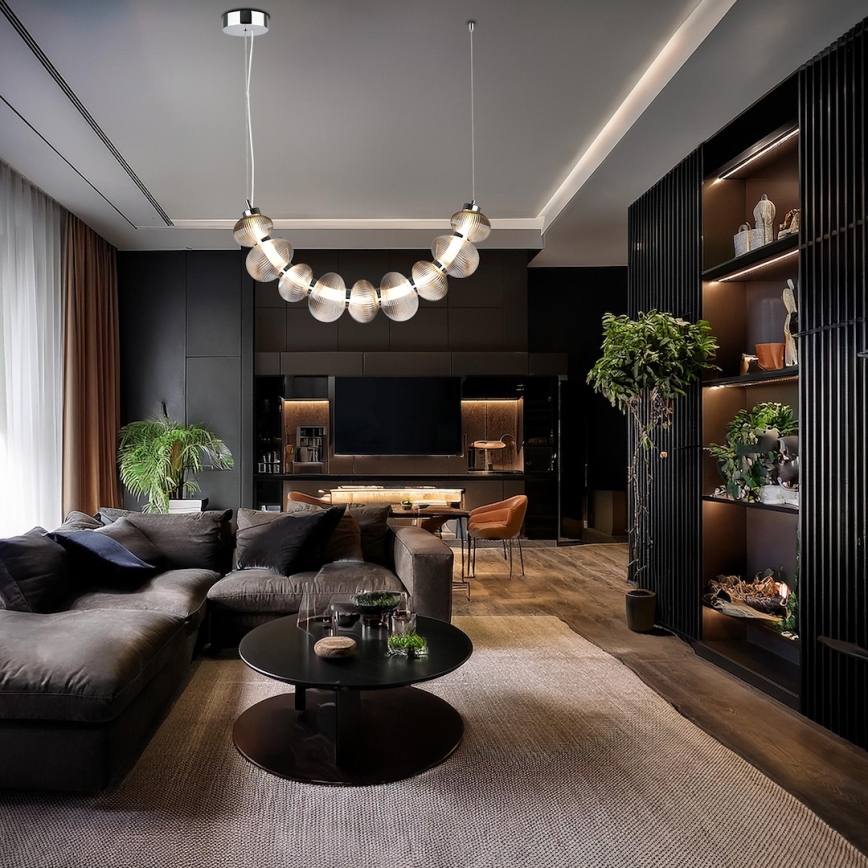 Lustră LED suspendată pe cablu BOLLA LED/36W/230V, crom lucios/gri fumuriu