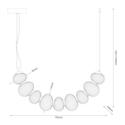 Lustră LED suspendată pe cablu BOLLA LED/36W/230V, crom lucios/gri fumuriu
