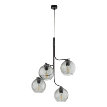 Lustră LED suspendată pe cablu CESAR 4xE27/15W/230V negru/gri fumuriu