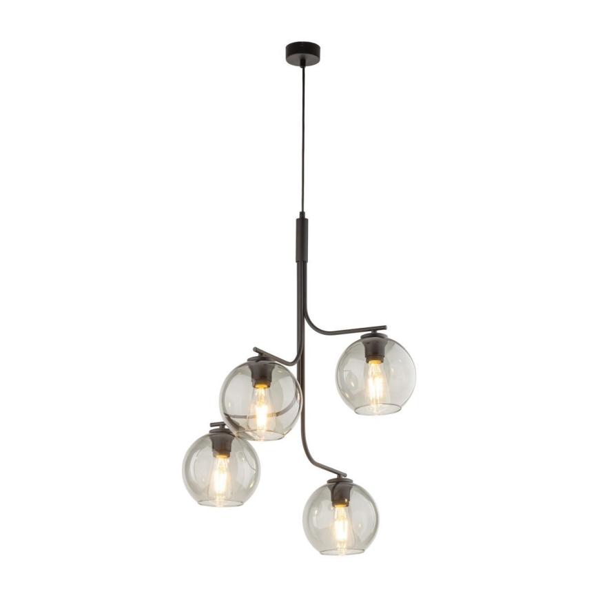 Lustră LED suspendată pe cablu CESAR 4xE27/15W/230V negru/gri fumuriu