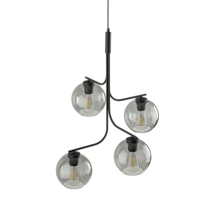 Lustră LED suspendată pe cablu CESAR 4xE27/15W/230V negru/gri fumuriu