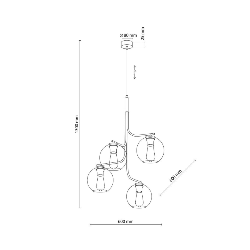 Lustră LED suspendată pe cablu CESAR 4xE27/15W/230V negru/gri fumuriu
