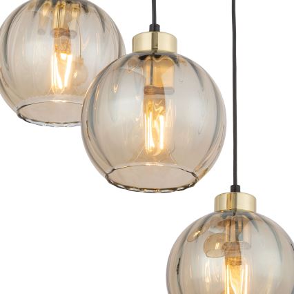 Lustră LED suspendată pe cablu DEVI 3xE27/15W/230V negru/bej fumuriu