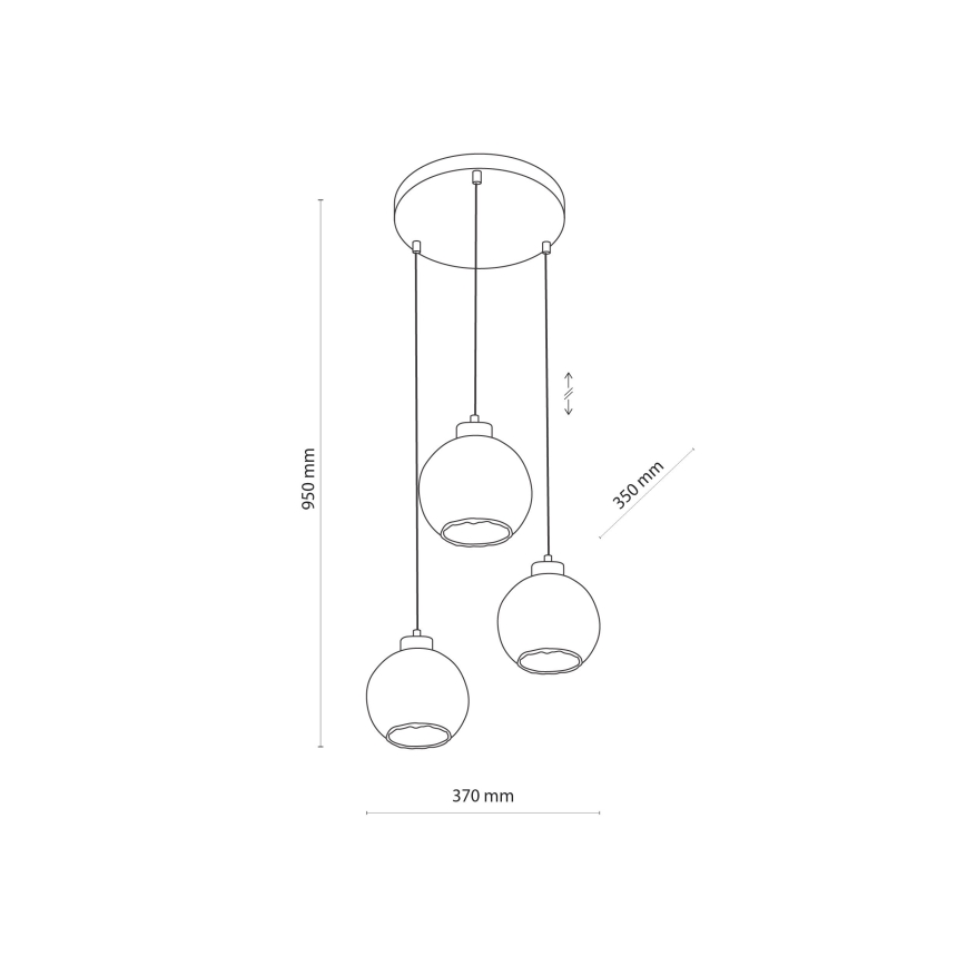 Lustră LED suspendată pe cablu DEVI 3xE27/15W/230V negru/bej fumuriu