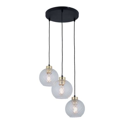 Lustră LED suspendată pe cablu DEVON 3xE27/15W/230V negru/transparent