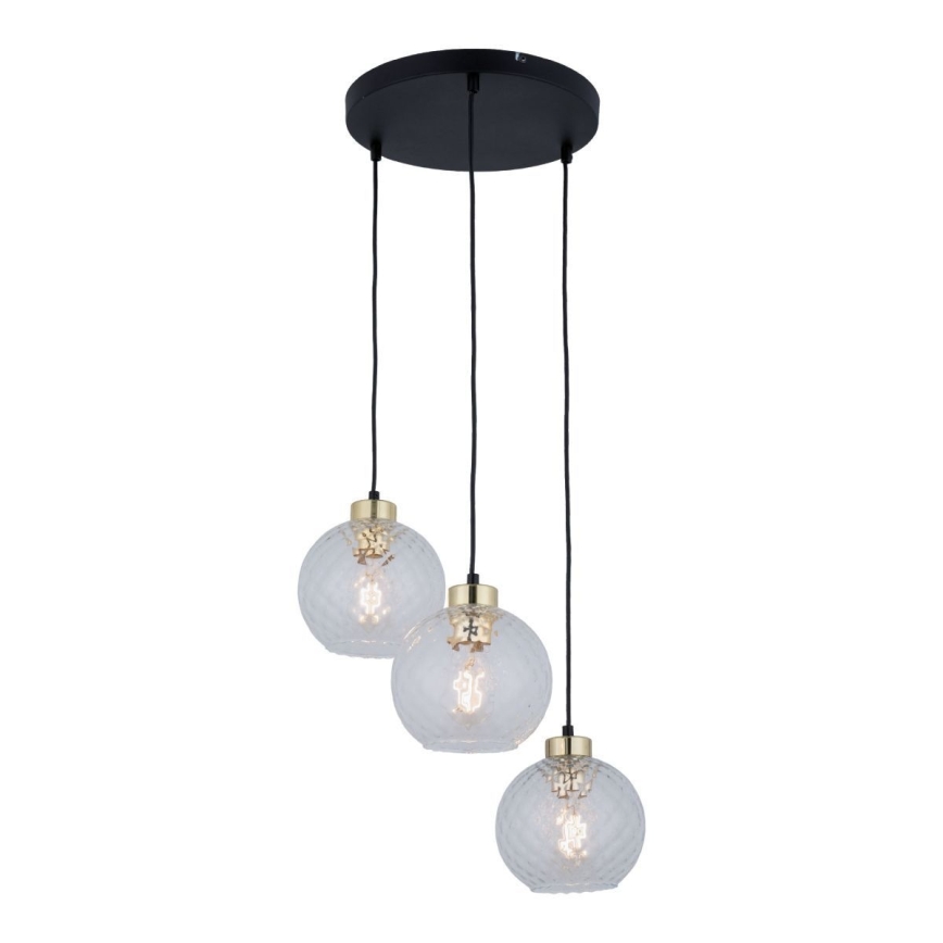Lustră LED suspendată pe cablu DEVON 3xE27/15W/230V negru/transparent