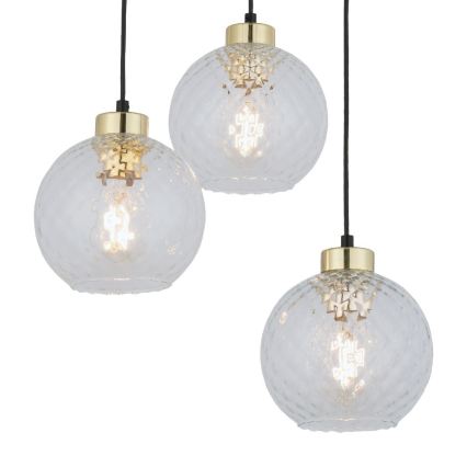 Lustră LED suspendată pe cablu DEVON 3xE27/15W/230V negru/transparent