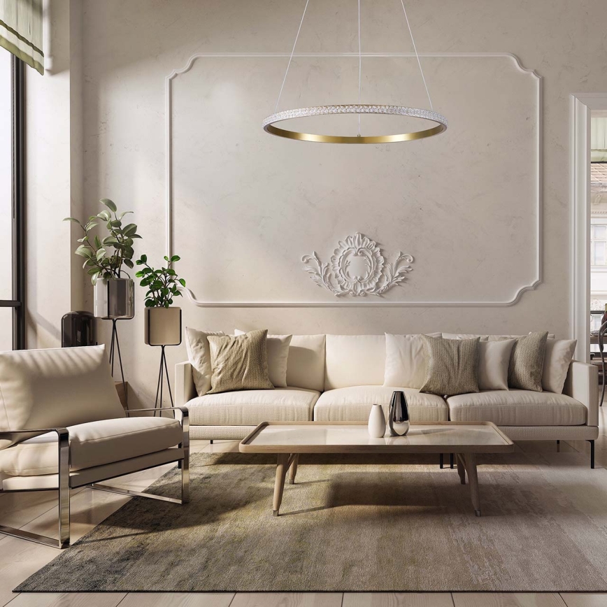 Lustră LED suspendată pe cablu DIANA LED/25W/230V 4000K Ø 50 cm auriu