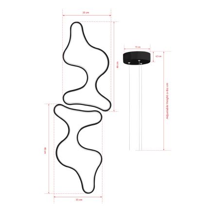 Lustră LED suspendată pe cablu DUPLE ARTISAN LED/80W/230V 4000K neagră