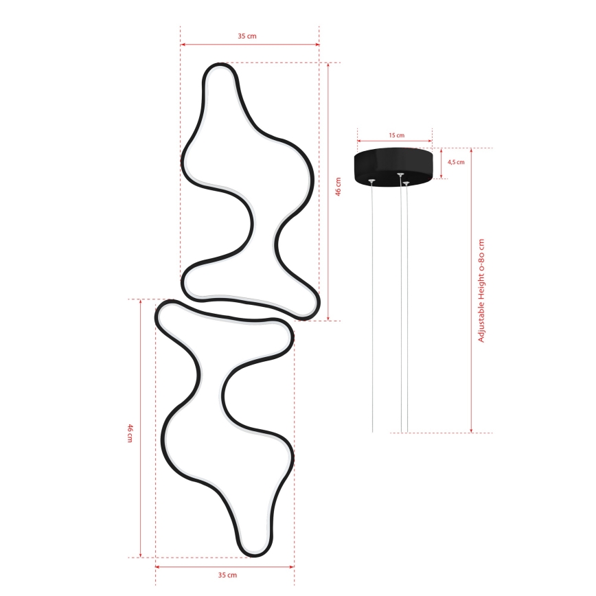 Lustră LED suspendată pe cablu DUPLE ARTISAN LED/80W/230V 6500K neagră