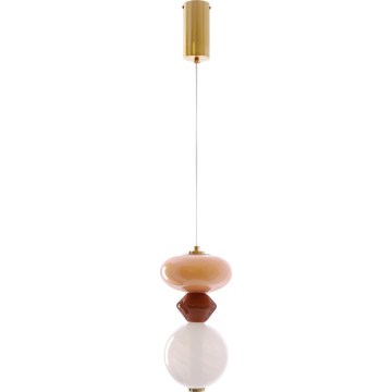 Lustră LED suspendată pe cablu FLORES, 10W, 230V, auriu/portocaliu/maro