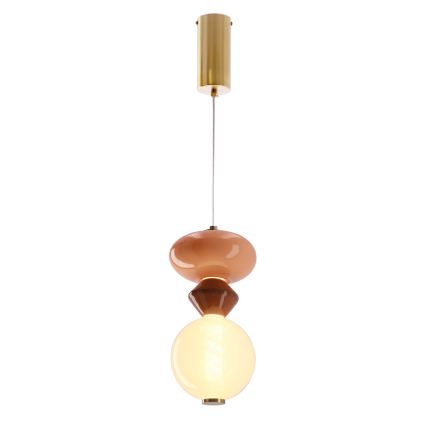 Lustră LED suspendată pe cablu FLORES, 10W, 230V, auriu/portocaliu/maro