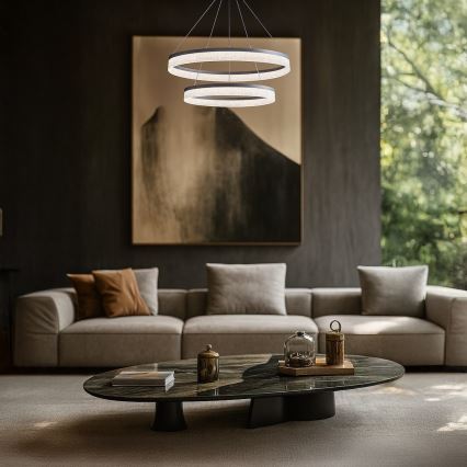 Lustră LED suspendată pe cablu GALA, 54W/230V, Ø 60 cm, argintiu