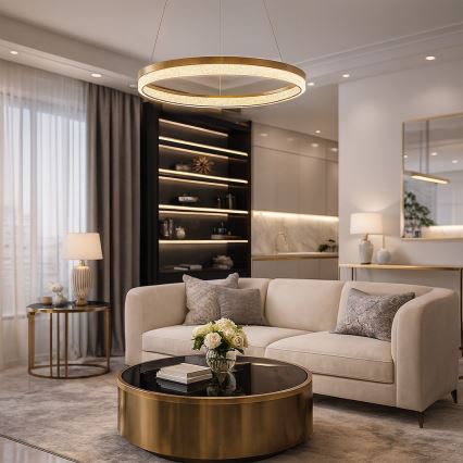 Lustră LED suspendată pe cablu GALA, LED/25W/230V, Ø 50 cm, finisaj auriu