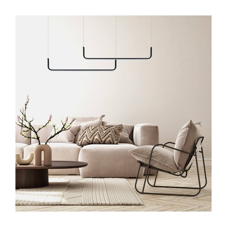 Lustră LED suspendată pe cablu MALAWI 2xLED/20W/230V 3000/4000/6000K neagră