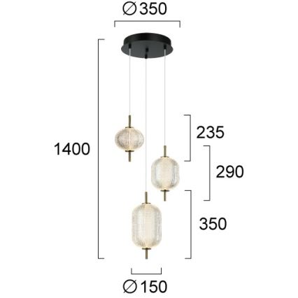 Lustră LED suspendată pe cablu PELLUCID LED/20W/230V bronz/negru