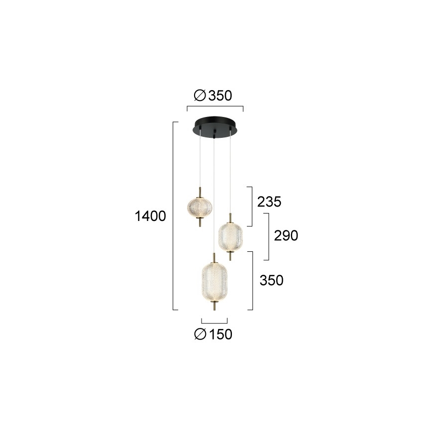 Lustră LED suspendată pe cablu PELLUCID LED/20W/230V bronz/negru