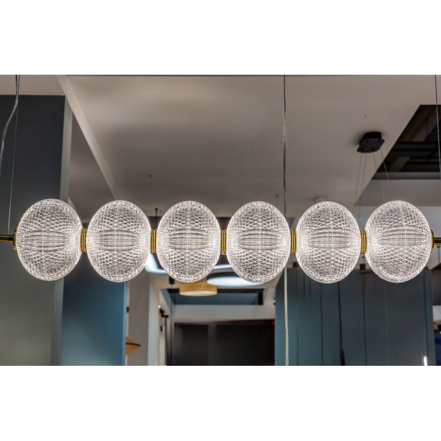 Lustră LED suspendată pe cablu PELLUCID LED/23W/230V auriu/transparent