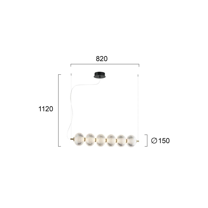Lustră LED suspendată pe cablu PELLUCID LED/23W/230V auriu/transparent