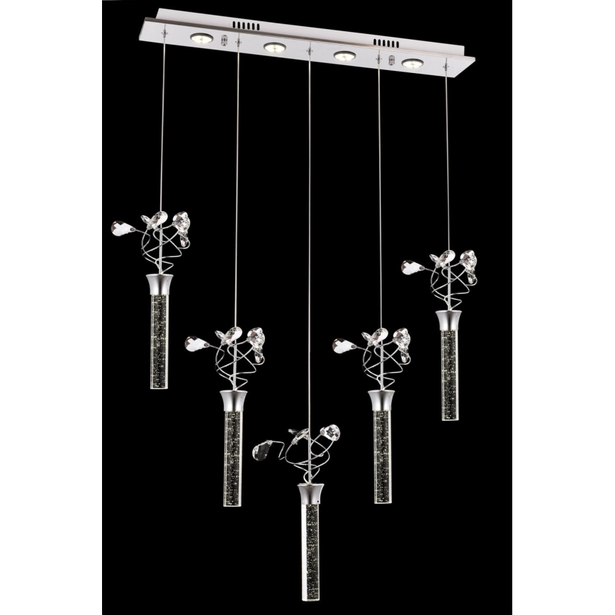 Lustră LED suspendată pe cablu PIGEON, 5xLED/6W/230V, 6500K, crom lucios