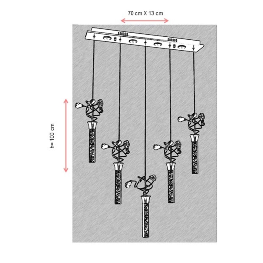 Lustră LED suspendată pe cablu PIGEON, 5xLED/6W/230V, 6500K, crom lucios