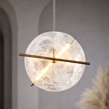 Lustră LED suspendată pe cablu RELAX LED/15W/230V auriu/alb