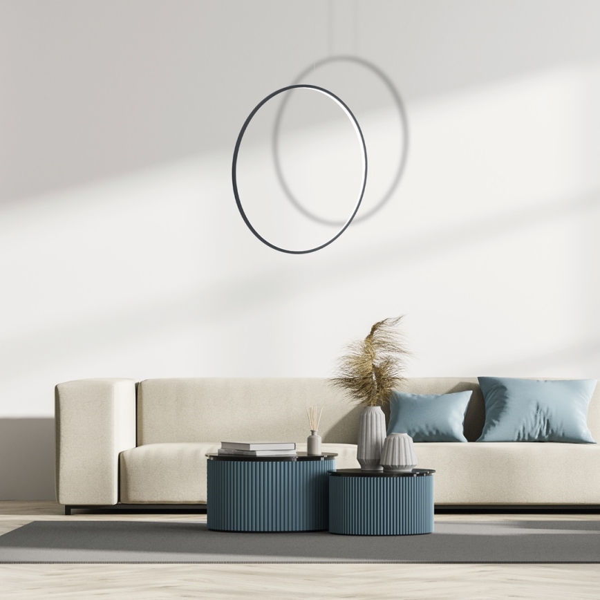 Lustră LED suspendată pe cablu SATURNO LED/46W/230V Ø 80 cm IP44 neagră