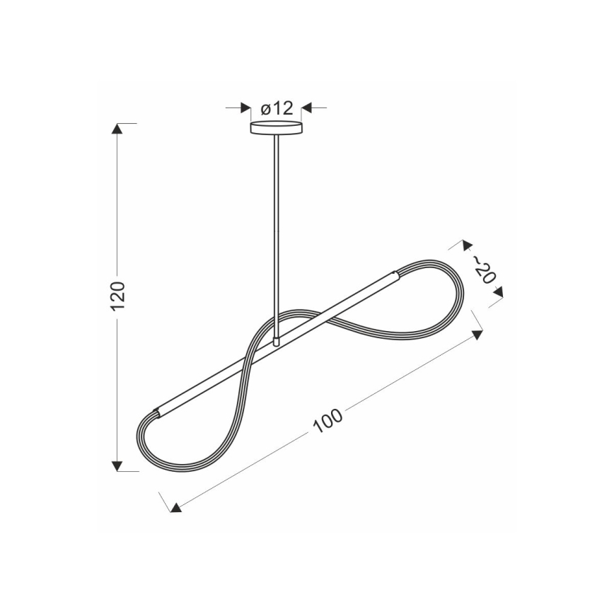Lustră LED suspendată pe cablu SUPREME, 22W/230V, 100 cm, auriu