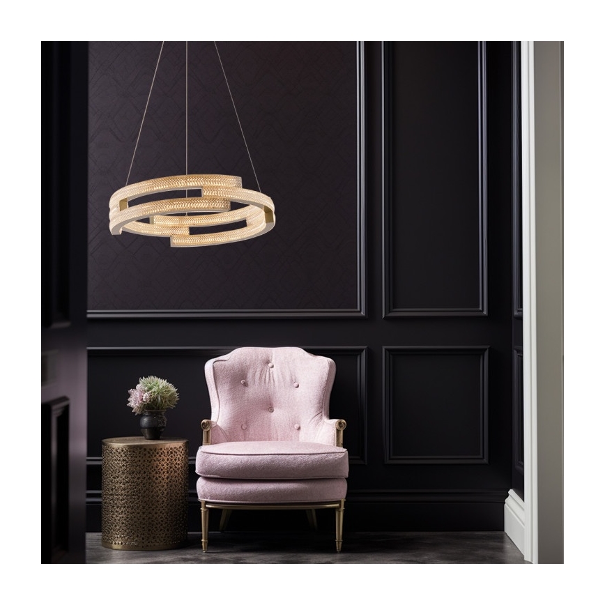 Lustră LED suspendată pe cablu TARJA, LED/36W/230V, 3000/4000/6000K, Ø 60 cm, auriu