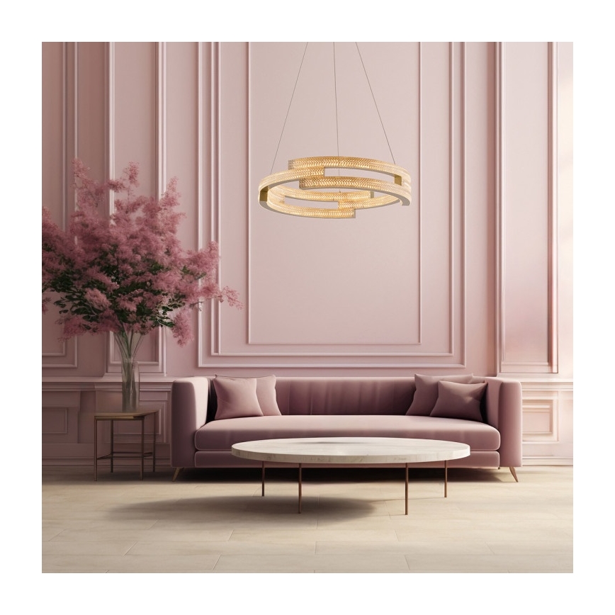 Lustră LED suspendată pe cablu TARJA, LED/36W/230V, 3000/4000/6000K, Ø 60 cm, auriu