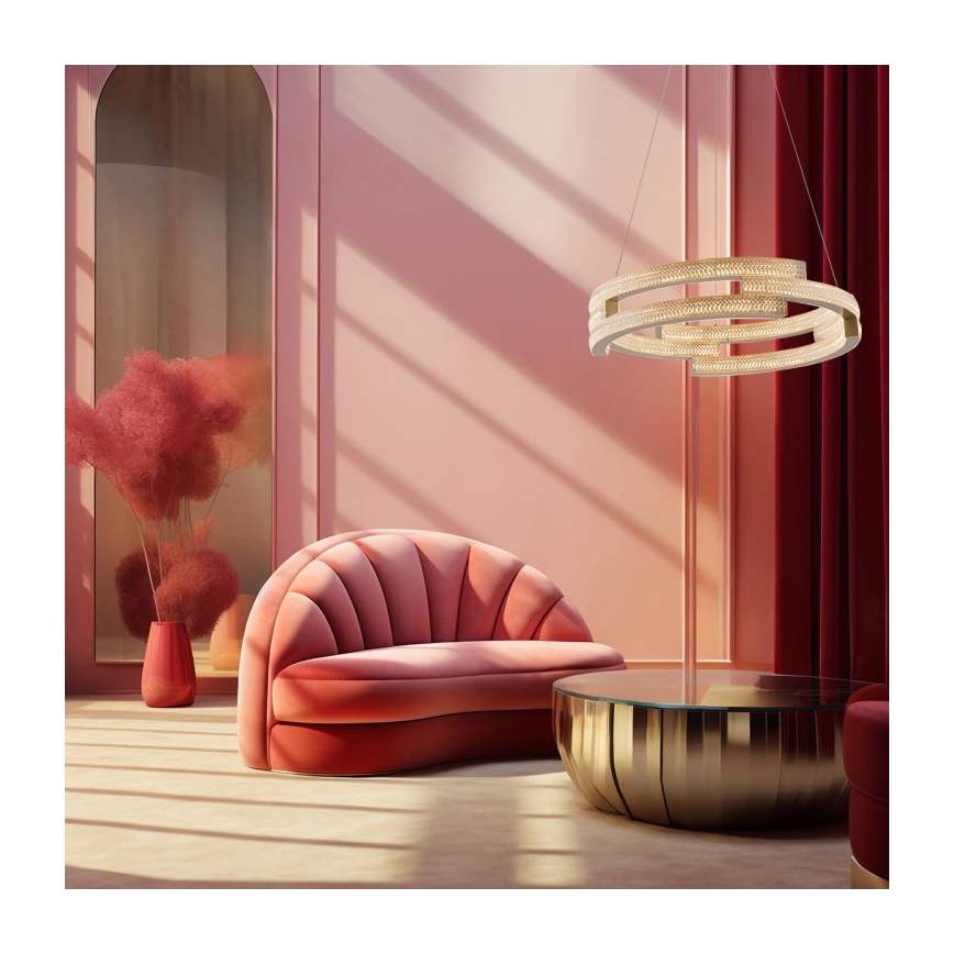 Lustră LED suspendată pe cablu TARJA, LED/36W/230V, 3000/4000/6000K, Ø 60 cm, auriu