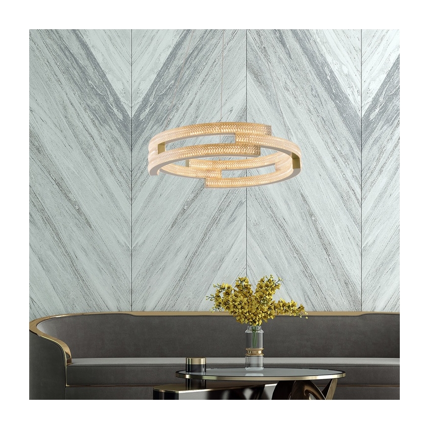 Lustră LED suspendată pe cablu TARJA, LED/36W/230V, 3000/4000/6000K, Ø 60 cm, auriu