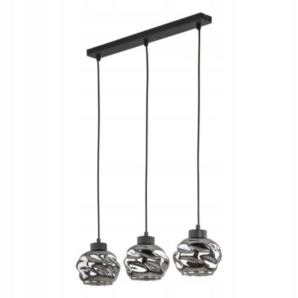 Lustră LED suspendată pe cablu ZULIA 3xE27/15W/230V negru / negru fumuriu