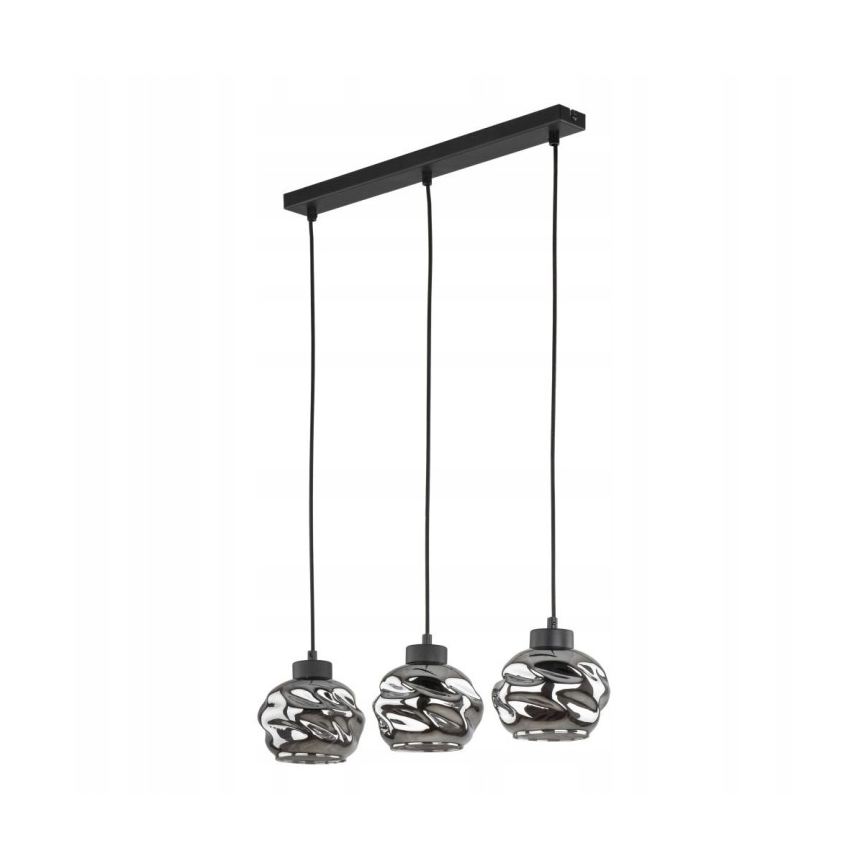 Lustră LED suspendată pe cablu ZULIA 3xE27/15W/230V negru / negru fumuriu