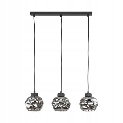 Lustră LED suspendată pe cablu ZULIA 3xE27/15W/230V negru / negru fumuriu