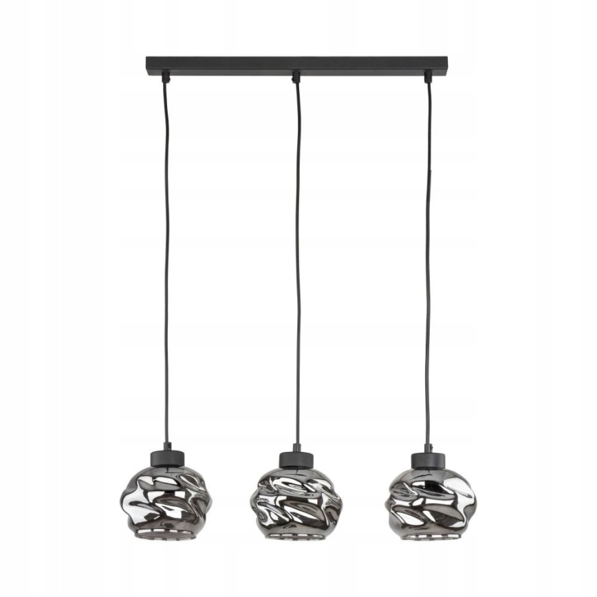 Lustră LED suspendată pe cablu ZULIA 3xE27/15W/230V negru / negru fumuriu