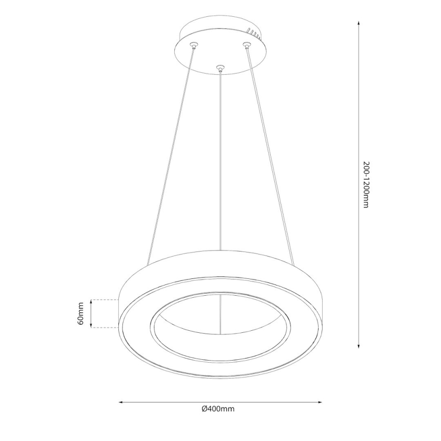 Lustră LED UNION pe cablu, 40 W, 230 V, 3000/4000/6500 K, Ø 40 cm, auriu