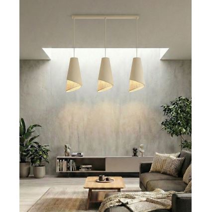 Lustră MODA pe cablu 3xE27/15W/230V bej/ratan