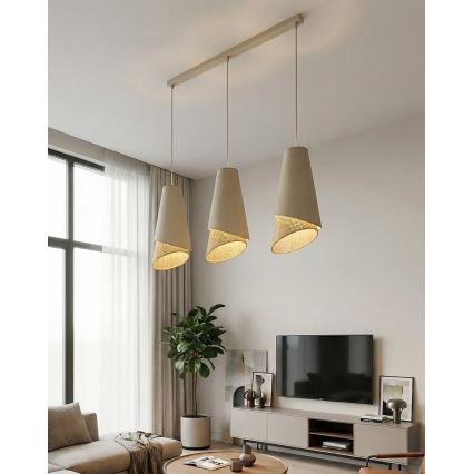 Lustră MODA pe cablu 3xE27/15W/230V bej/ratan