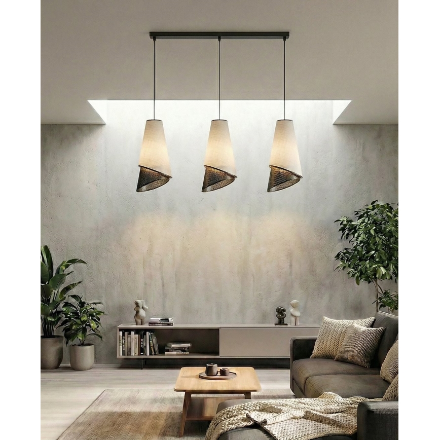Lustră MODA pe cablu, 3xE27/15W/230V, gri/negru