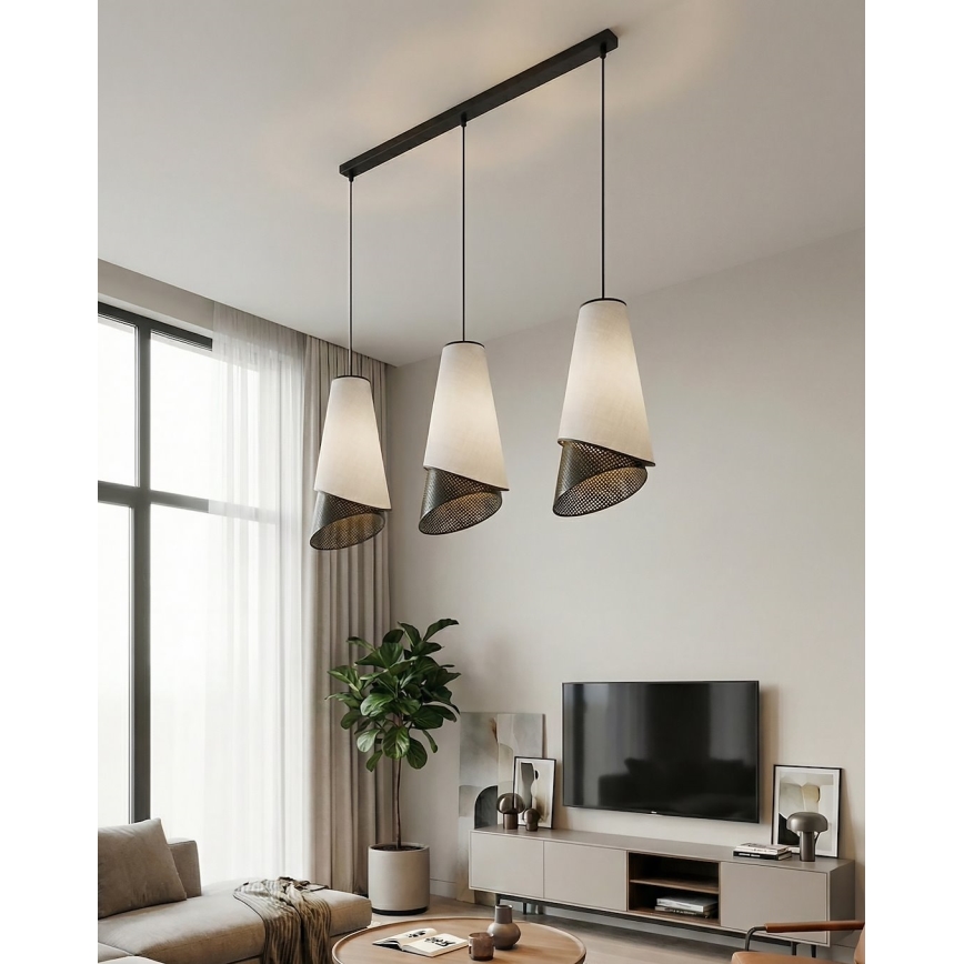 Lustră MODA pe cablu, 3xE27/15W/230V, gri/negru