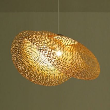 Lustră pe cablu 1xE27/40W/230V bambus/bej Zambelis 19103