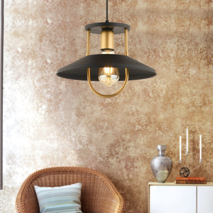 Lustră pe cablu 1xE27/40W/230V negru/auriu