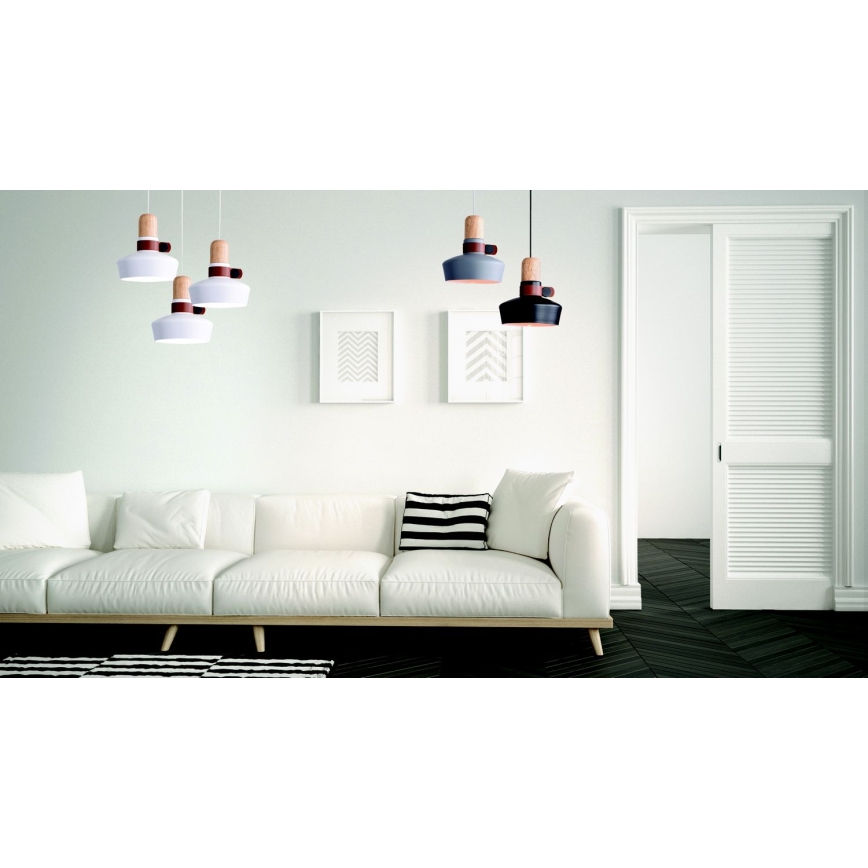 Lustră pe cablu 1xE27/40W/230V stejar/alb Zambelis 1992