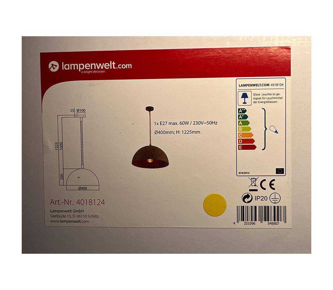 Lustră pe cablu 1xE27/60W/230V Lindby