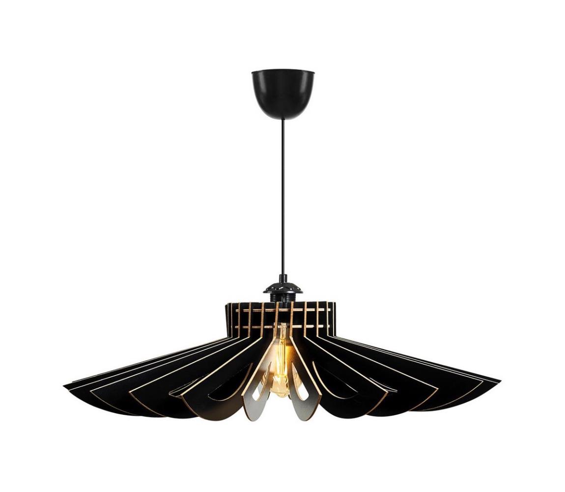 Lustră pe cablu 1xE27/60W/230V neagră d. 68 cm lemn