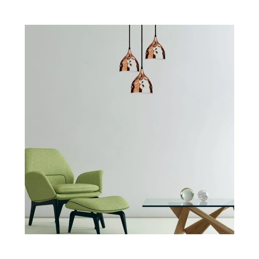 Lustră pe cablu 1xE27/60W/230V roz-auriu