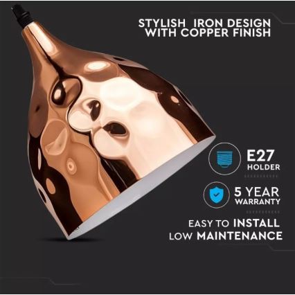 Lustră pe cablu 1xE27/60W/230V roz-auriu