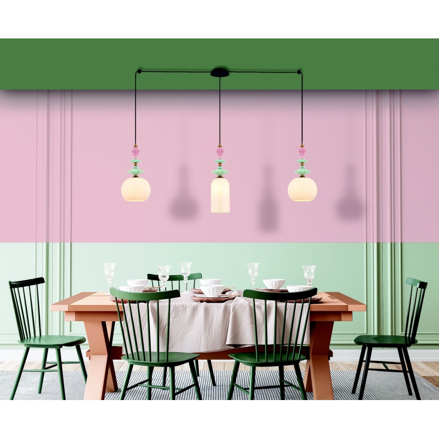 Lustră pe cablu 3xE27/40W/230V ceramică Zambelis 22153